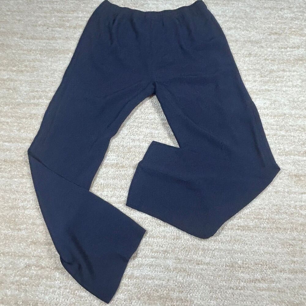 R M Richards Pants Womens 10 Navy Textured Pull On Elastic Waist Straight Leg